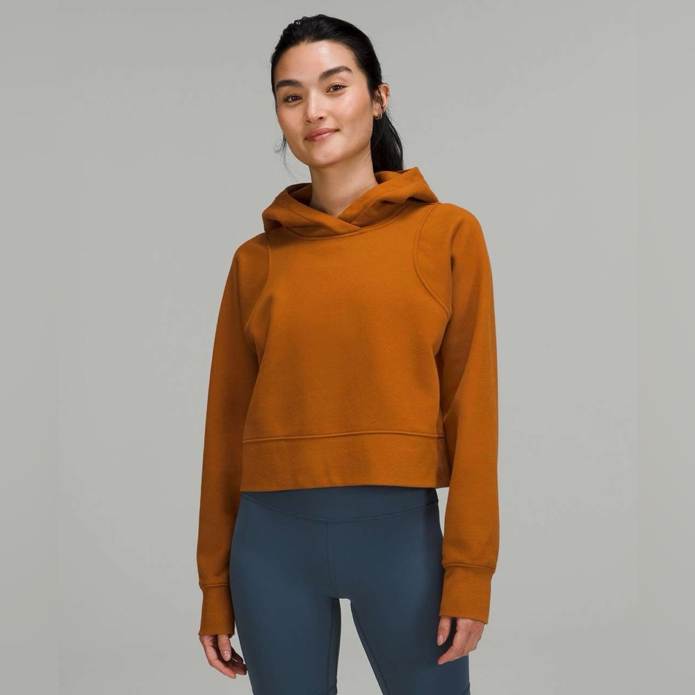 Lululemon Lounge Cropped Hoodie in Butternut Brown Size 10 Fleece Sweatshirt